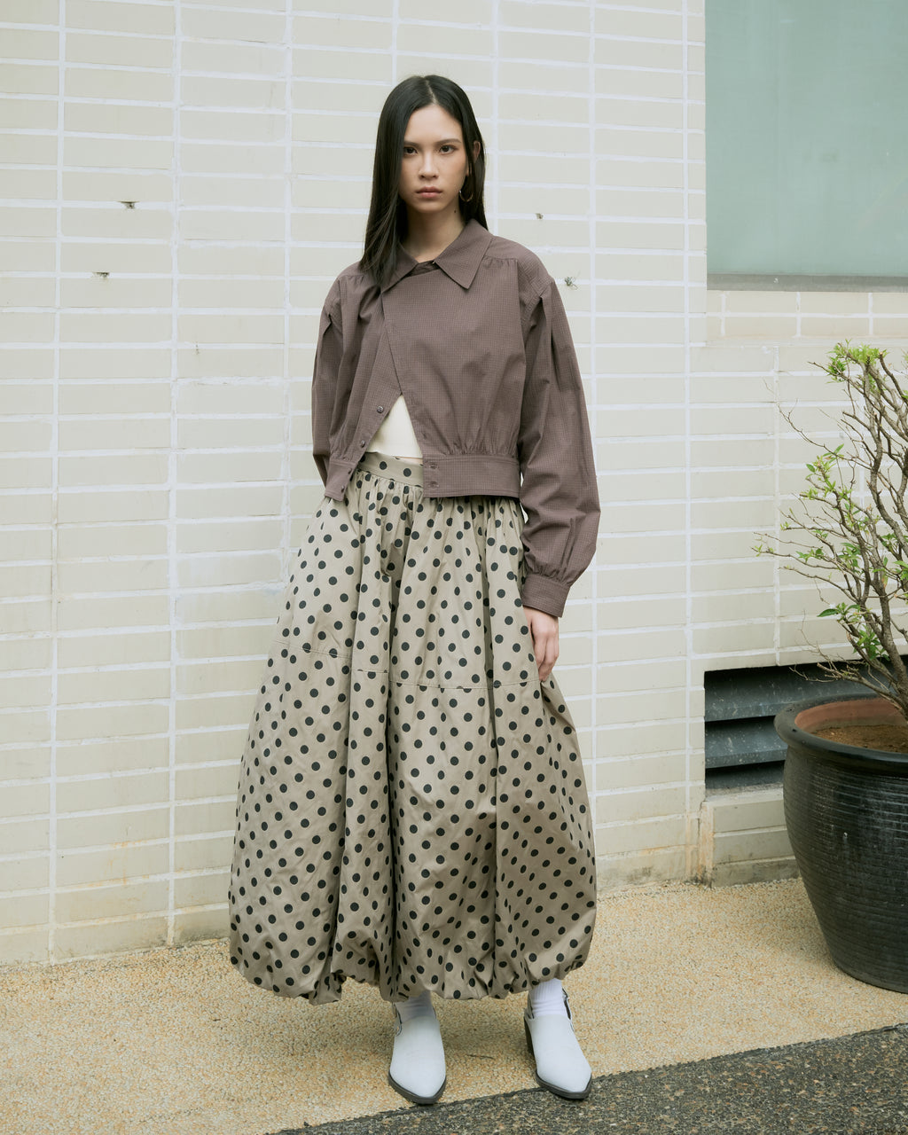 Gathered Cropped Shirt