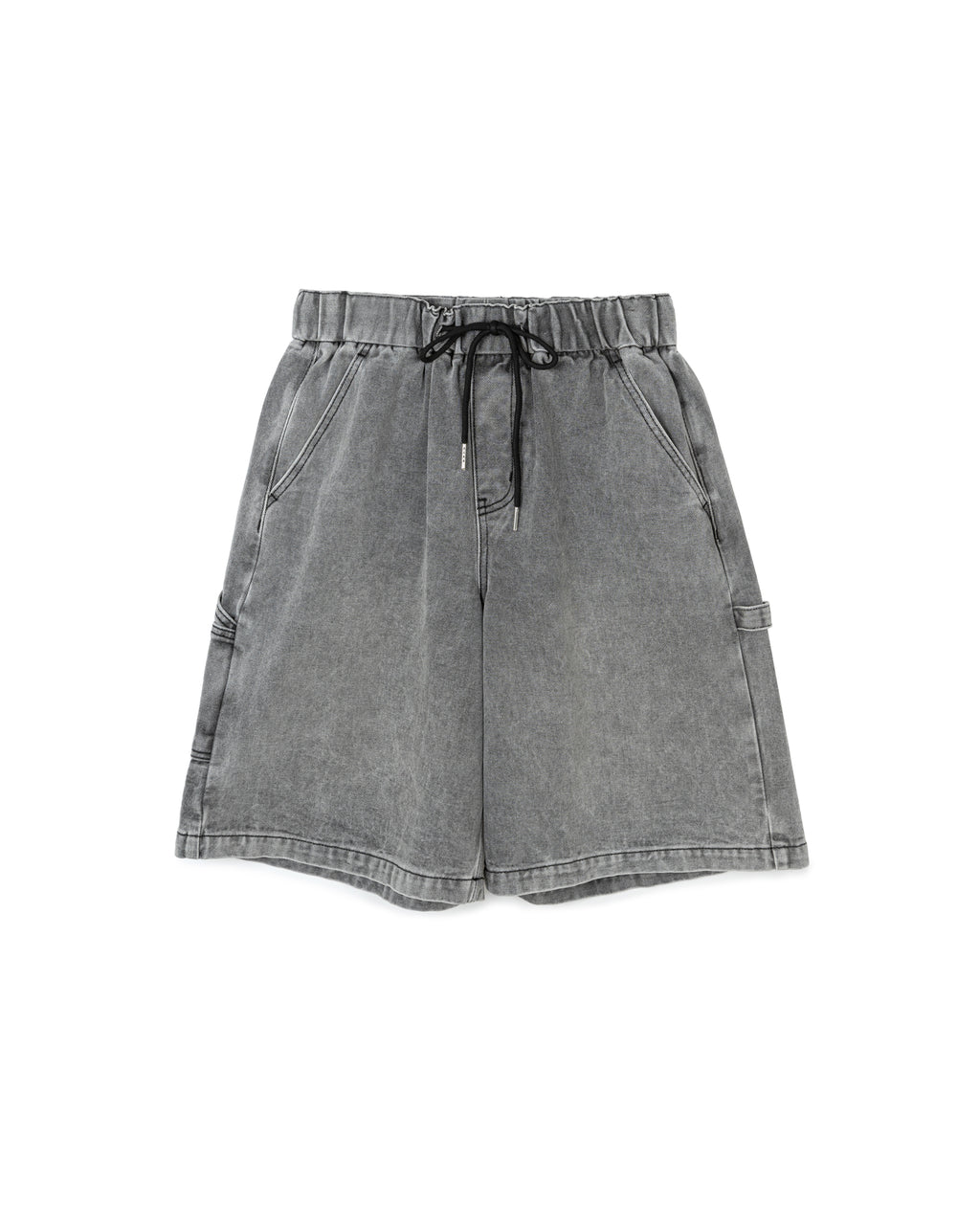 Washed Denim Shorts with Elastic Waist