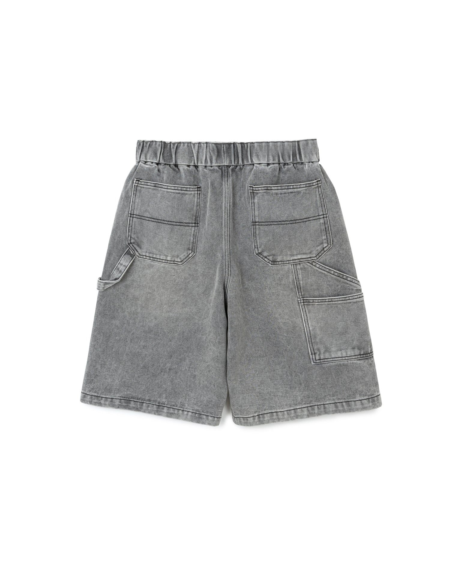 Washed Denim Shorts with Elastic Waist