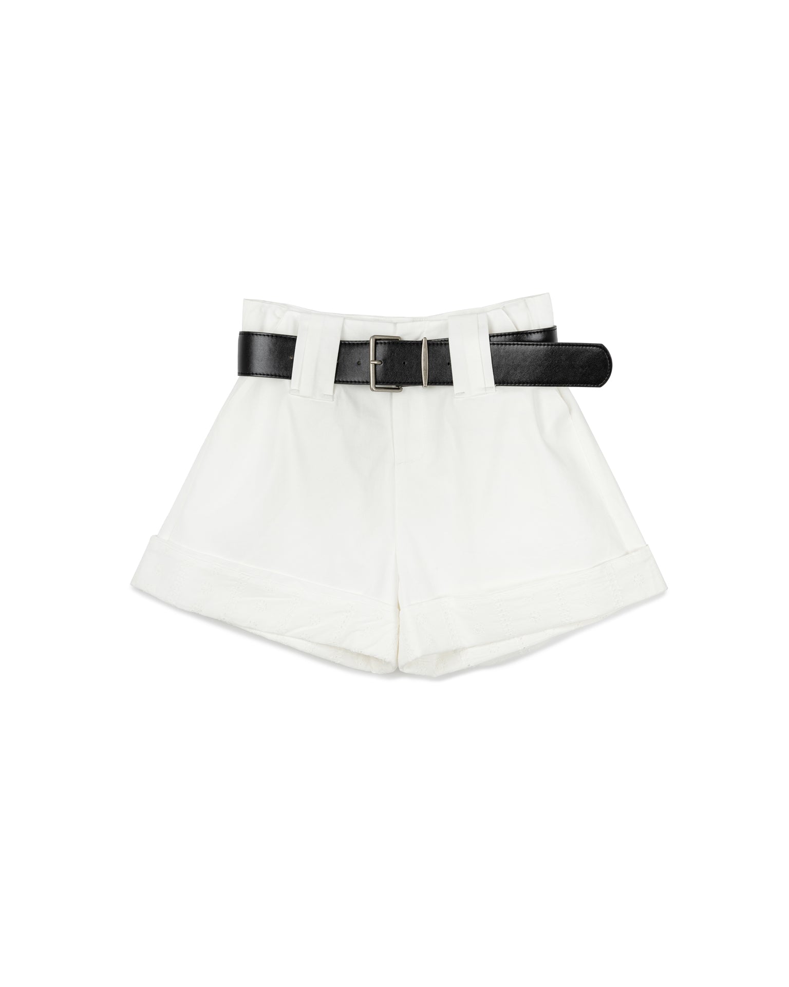 Belted Eyelet Cuff Shorts