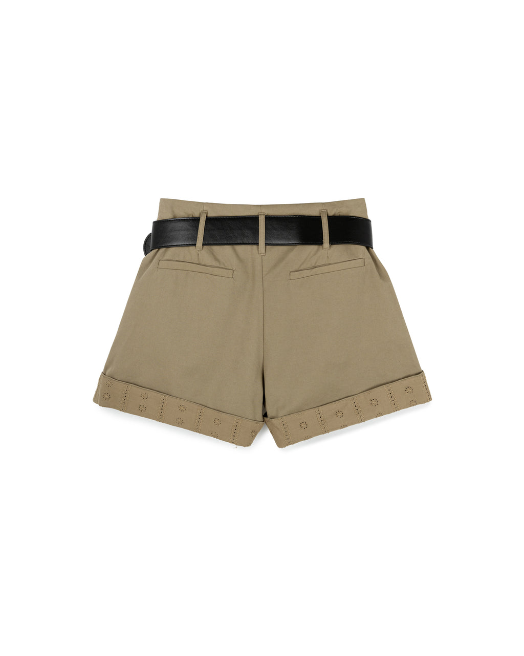 Belted Eyelet Cuff Shorts