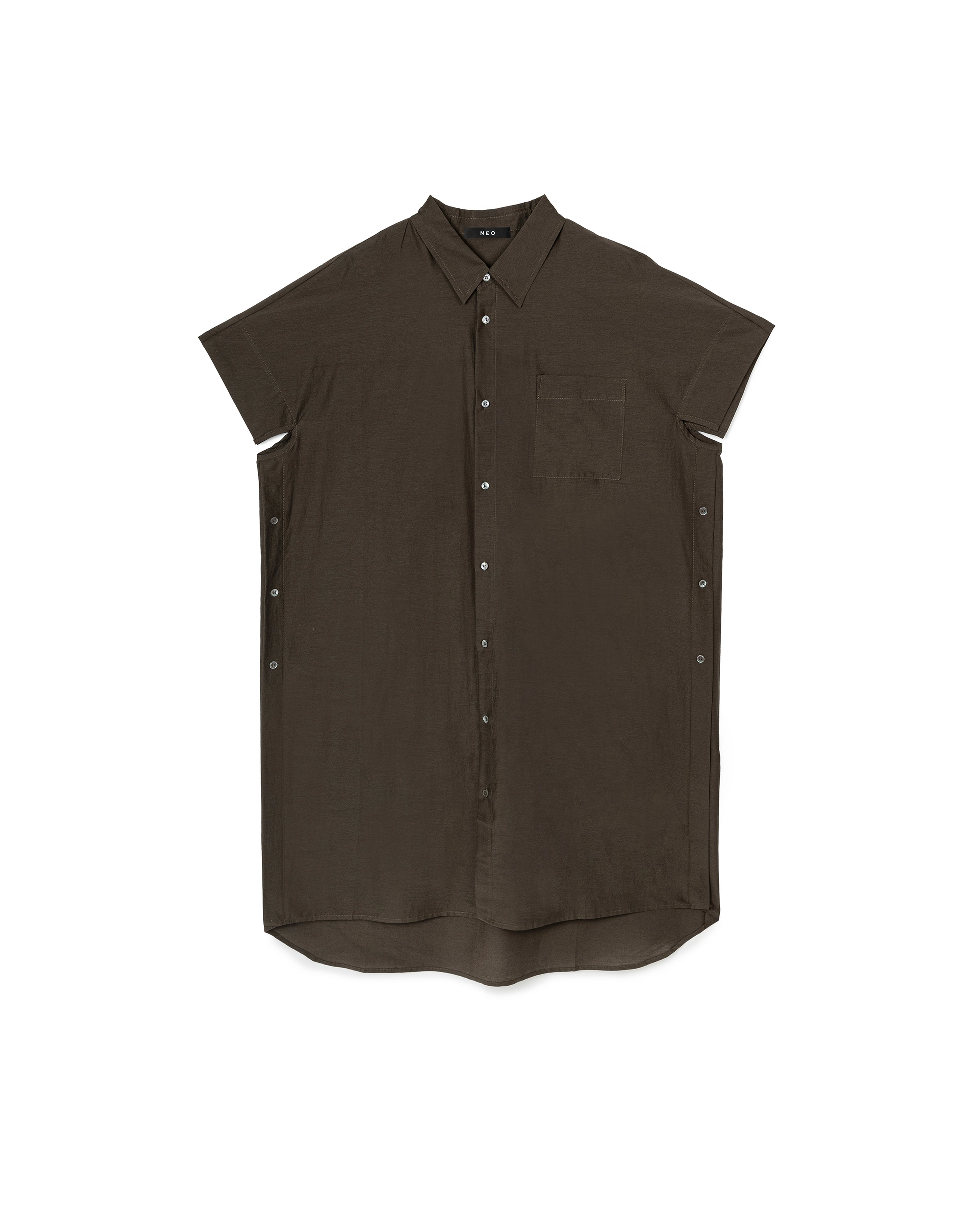 Buttoned Sleeveless Shirt Dress