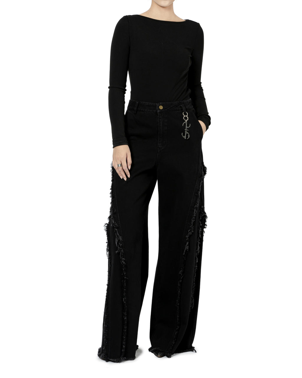 Raw Edge Flared Jeans