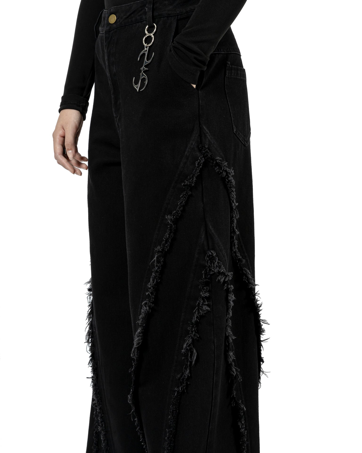 Raw Edge Flared Jeans