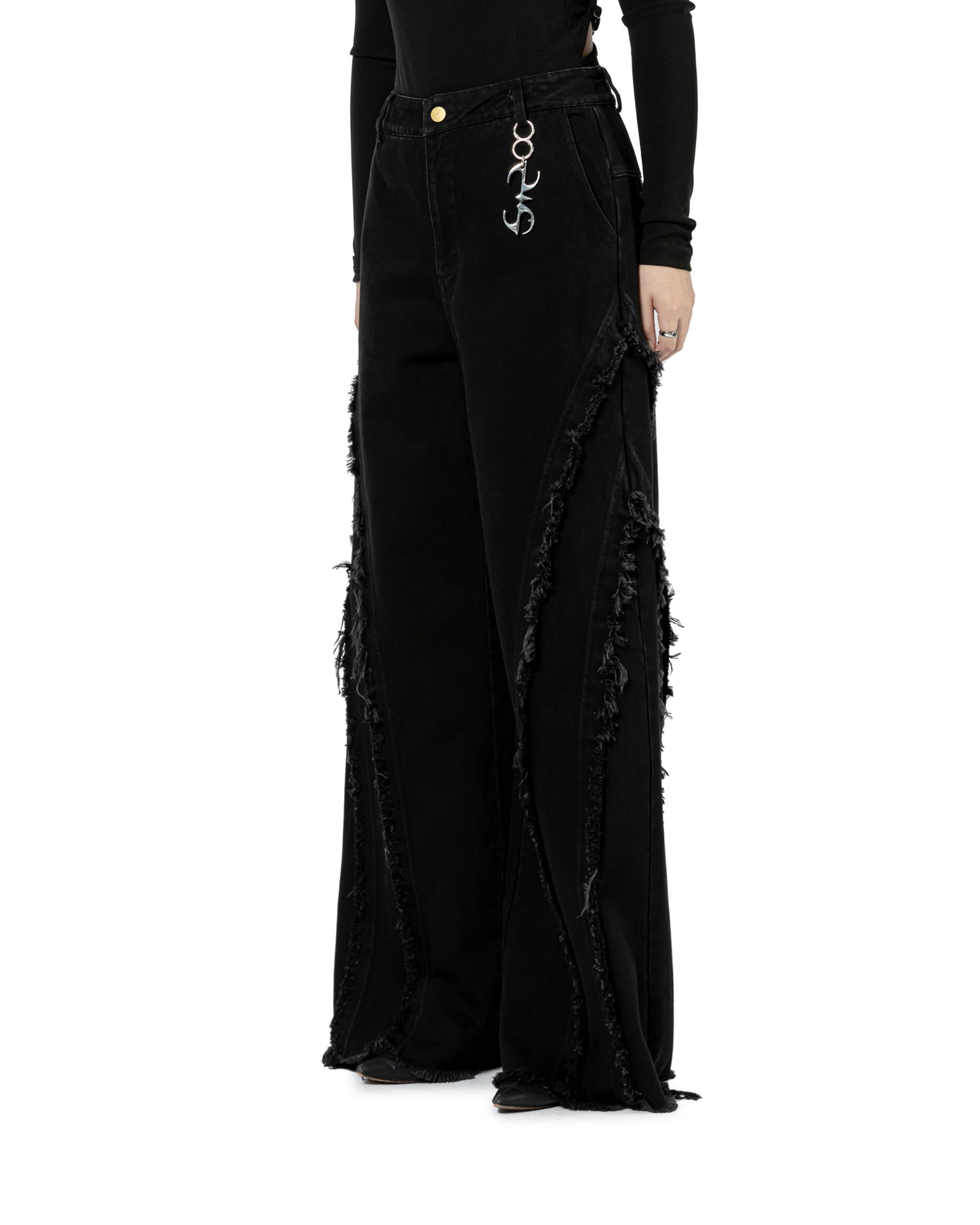 Raw Edge Flared Jeans