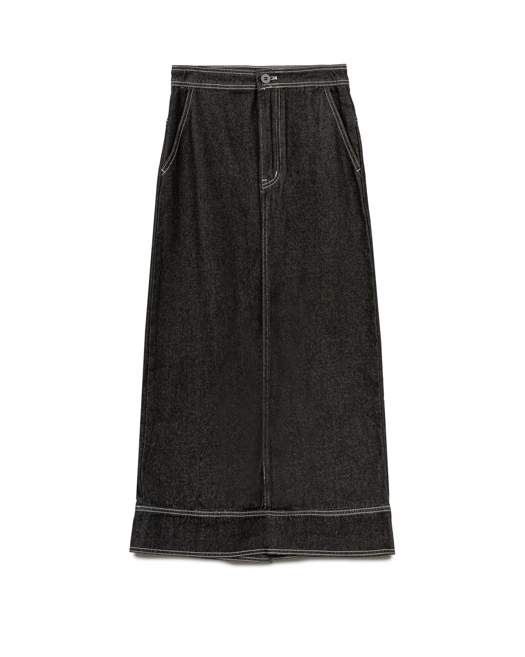Topstitched Straight Skirt
