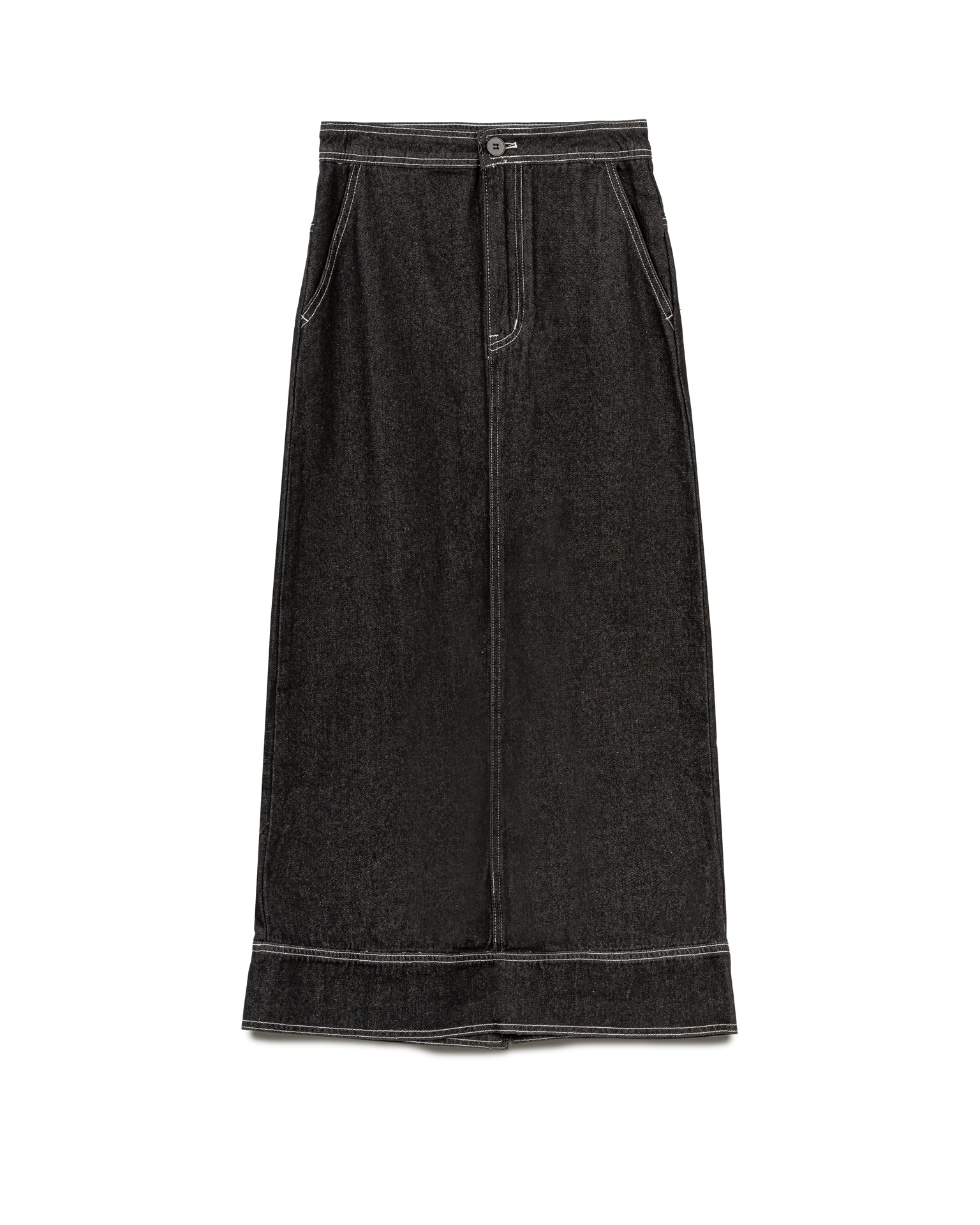Topstitched Straight Skirt