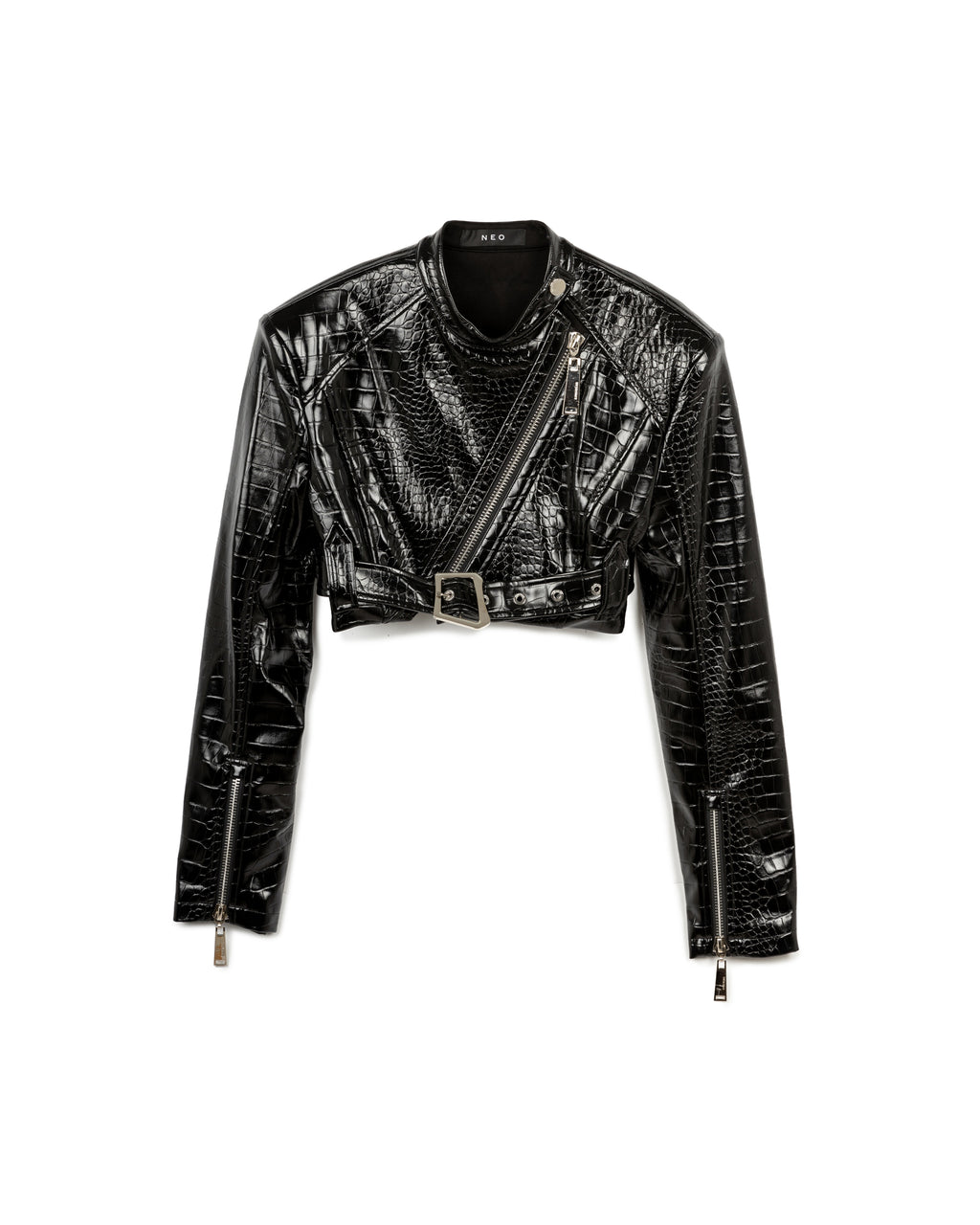 Faux Croc Belted Jacket