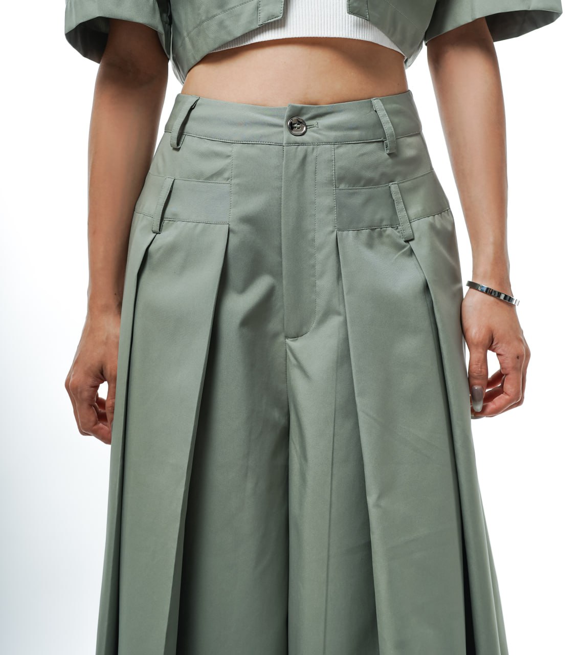 N E O Designer Set Pleated Wide Long Pant