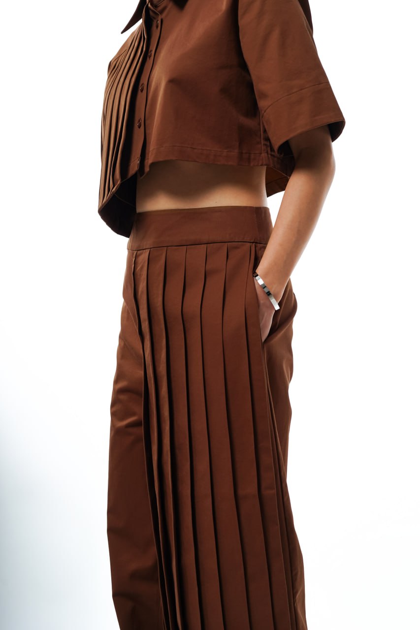Asymmetrical Pleated Pants
