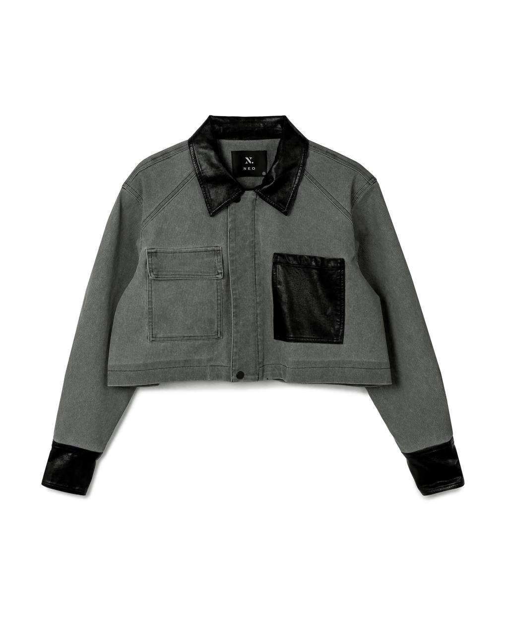 Contrast Panel Denim Cropped Jacket